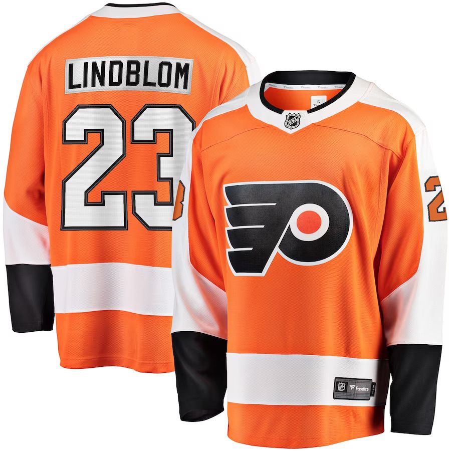 Men Philadelphia Flyers #23 Oskar Lindblom Fanatics Branded Orange Team Color Breakaway Player NHL Jersey